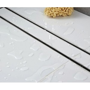 316 Marine grade stainless steel Mica Tile Insert Floor Waste 80mm Outlet (2201-2500) Long (No Pre-Cut Outlet)